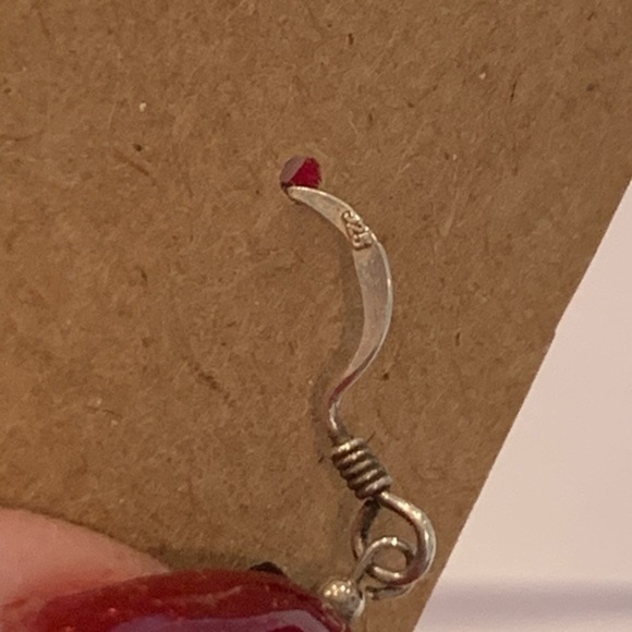 Sterling silver black rectangle stone shell dangle - Picture 3 of 6